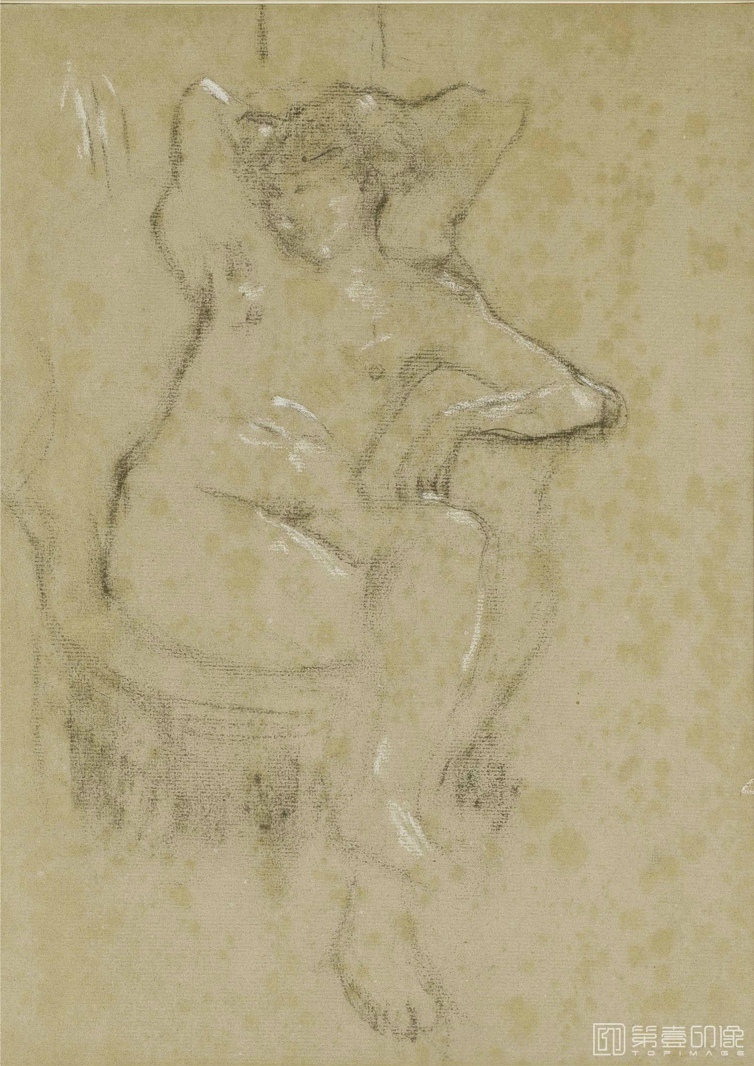素描-FEMME ALLONGÉE DANS UN FAUTEUIL